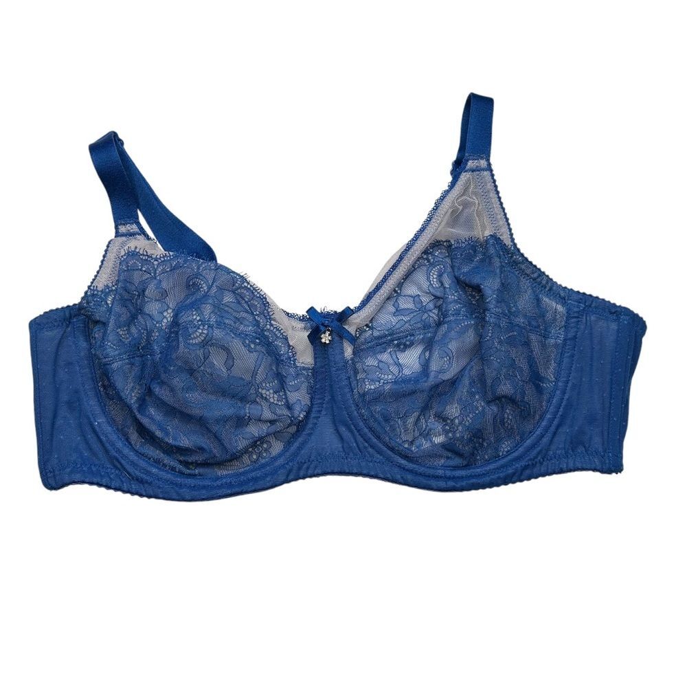 Wacoal Blue Lace Underwire Bra 34DD Full Coverage Unlined